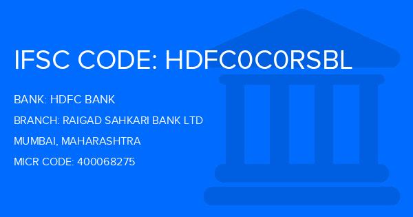 Hdfc Bank Raigad Sahkari Bank Ltd Branch IFSC Code