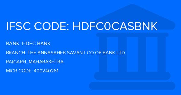 Hdfc Bank The Annasaheb Savant Co Op Bank Ltd Branch IFSC Code