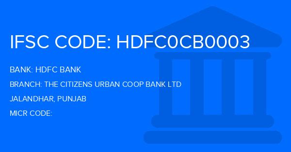 Hdfc Bank The Citizens Urban Coop Bank Ltd Branch IFSC Code