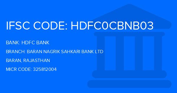 Hdfc Bank Baran Nagrik Sahkari Bank Ltd Branch IFSC Code