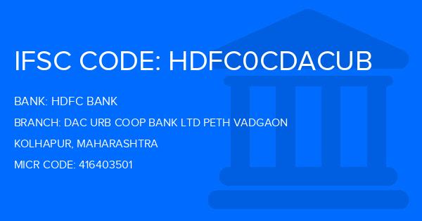 Hdfc Bank Dac Urb Coop Bank Ltd Peth Vadgaon Branch IFSC Code