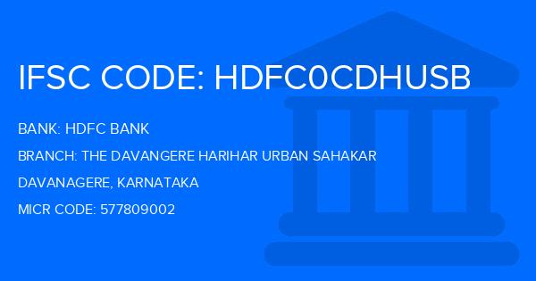 Hdfc Bank The Davangere Harihar Urban Sahakar Branch IFSC Code