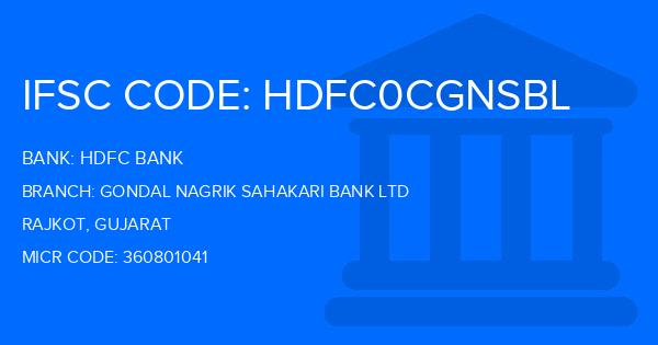 Hdfc Bank Gondal Nagrik Sahakari Bank Ltd Branch IFSC Code