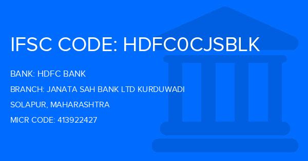Hdfc Bank Janata Sah Bank Ltd Kurduwadi Branch IFSC Code