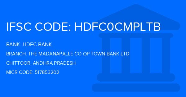 Hdfc Bank The Madanapalle Co Op Town Bank Ltd Branch IFSC Code