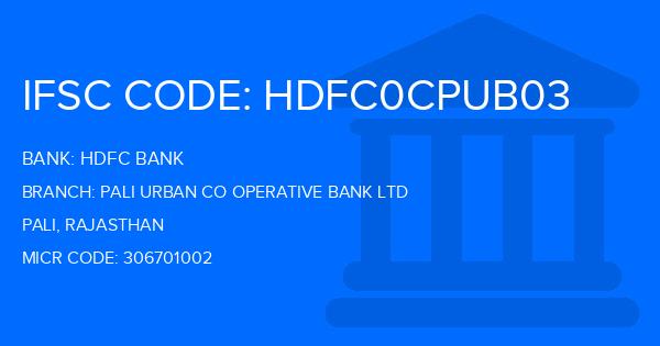 Hdfc Bank Pali Urban Co Operative Bank Ltd Branch IFSC Code