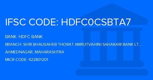 Hdfc Bank Shri Bhausaheb Thorat Amrutvahini Sahakari Bank Ltd Branch IFSC Code