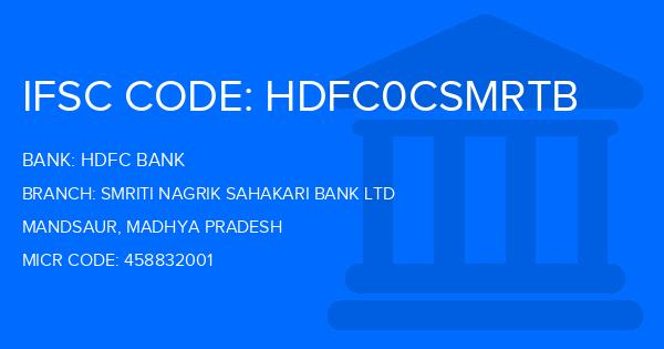 Hdfc Bank Smriti Nagrik Sahakari Bank Ltd Branch IFSC Code
