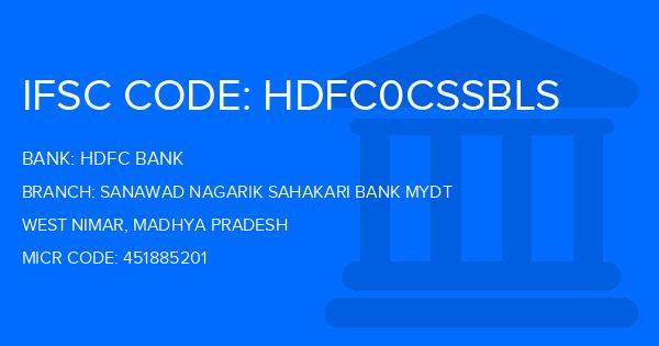 Hdfc Bank Sanawad Nagarik Sahakari Bank Mydt Branch IFSC Code