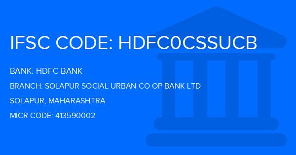 Hdfc Bank Solapur Social Urban Co Op Bank Ltd Branch IFSC Code