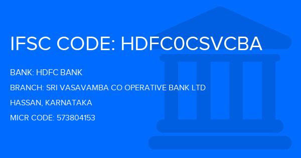 Hdfc Bank Sri Vasavamba Co Operative Bank Ltd Branch IFSC Code