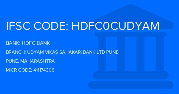 Hdfc Bank Udyam Vikas Sahakari Bank Ltd Pune Branch IFSC Code