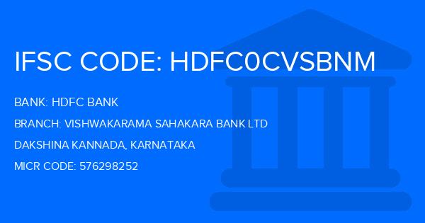 Hdfc Bank Vishwakarama Sahakara Bank Ltd Branch IFSC Code