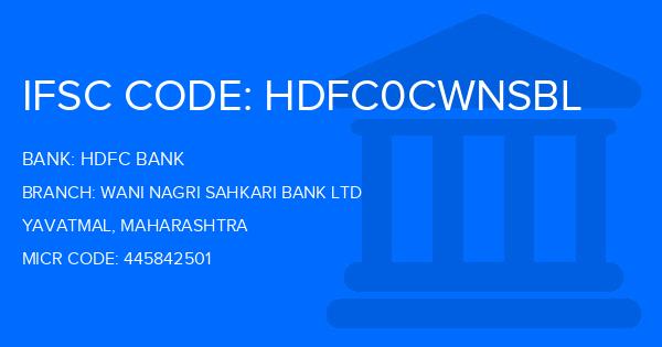 Hdfc Bank Wani Nagri Sahkari Bank Ltd Branch IFSC Code