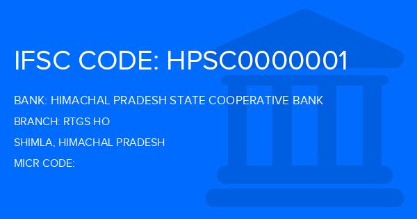 Himachal Pradesh State Cooperative Bank Rtgs Ho Branch IFSC Code