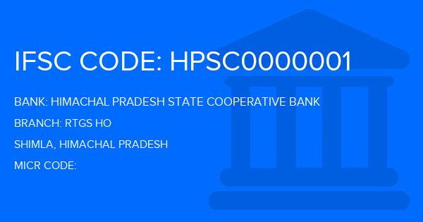 Himachal Pradesh State Cooperative Bank Rtgs Ho Branch IFSC Code