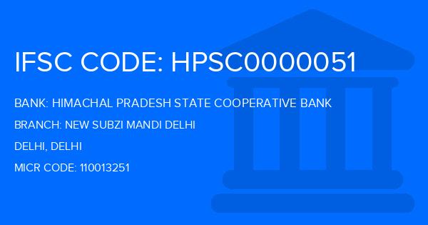 Himachal Pradesh State Cooperative Bank New Subzi Mandi Delhi Branch IFSC Code