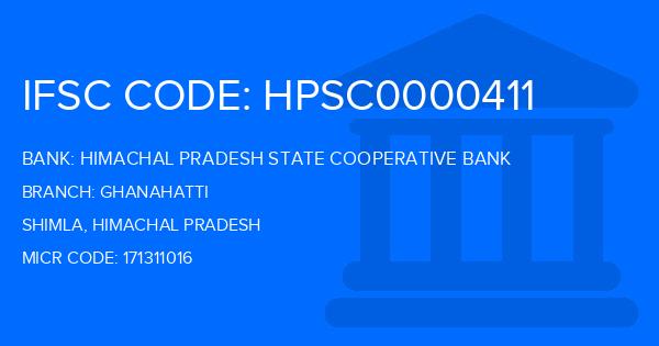 Himachal Pradesh State Cooperative Bank Ghanahatti Branch IFSC Code