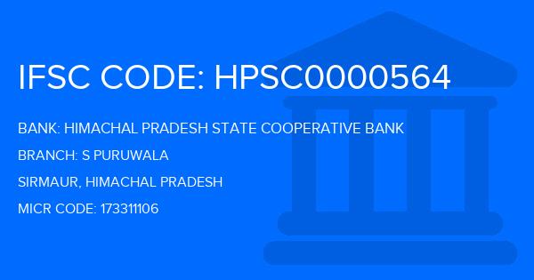 Himachal Pradesh State Cooperative Bank S Puruwala Branch IFSC Code