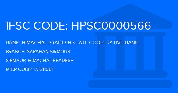Himachal Pradesh State Cooperative Bank Sarahan Sirmour Branch IFSC Code