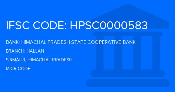 Himachal Pradesh State Cooperative Bank Hallan Branch IFSC Code