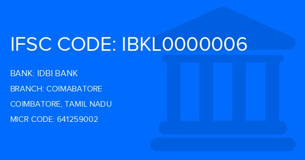 Idbi Bank Coimabatore Branch IFSC Code