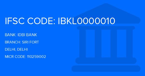 Idbi Bank Siri Fort Branch IFSC Code