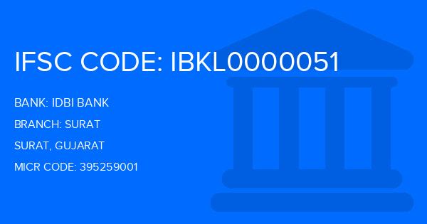 Idbi Bank Surat Branch IFSC Code
