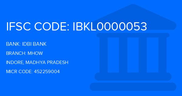 Idbi Bank Mhow Branch IFSC Code