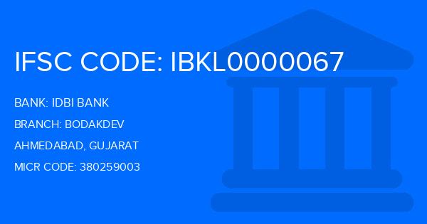 Idbi Bank Bodakdev Branch IFSC Code