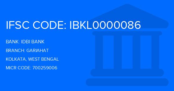 Idbi Bank Gariahat Branch IFSC Code