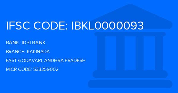 Idbi Bank Kakinada Branch IFSC Code
