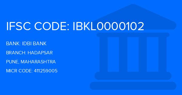 Idbi Bank Hadapsar Branch IFSC Code