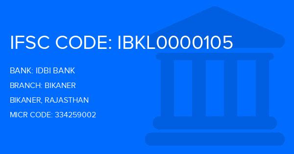 Idbi Bank Bikaner Branch IFSC Code