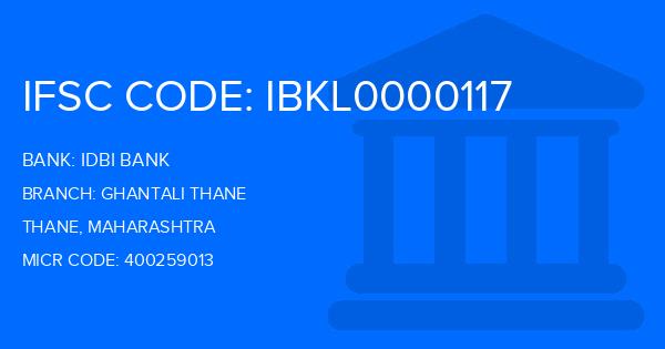 Idbi Bank Ghantali Thane Branch IFSC Code
