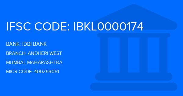 Idbi Bank Andheri West Branch IFSC Code