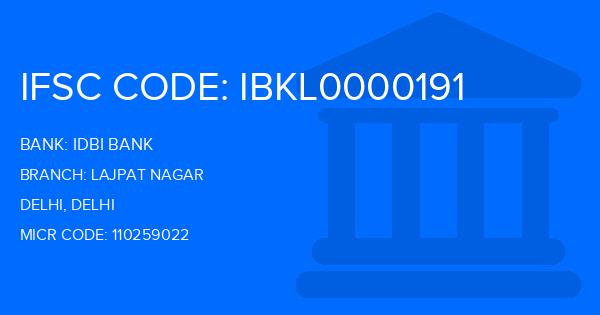 Idbi Bank Lajpat Nagar Branch IFSC Code