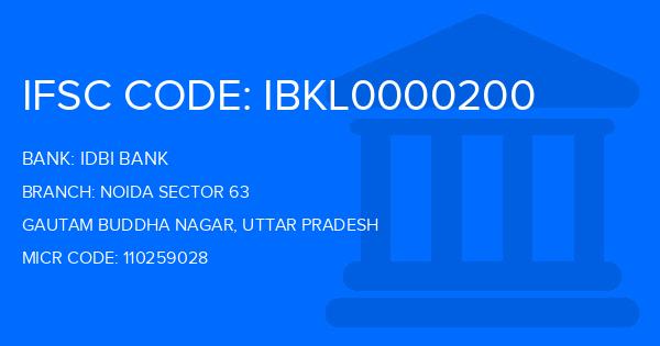 Idbi Bank Noida Sector 63 Branch IFSC Code