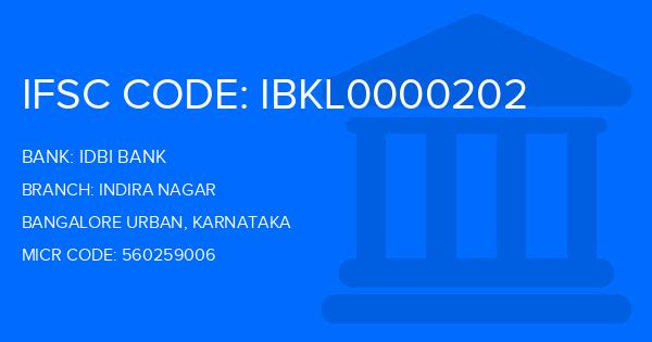 Idbi Bank Indira Nagar Branch IFSC Code