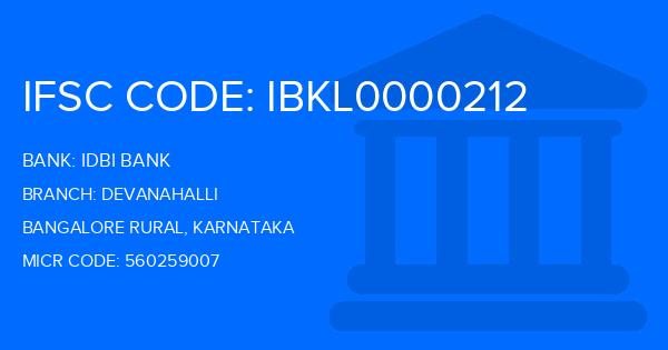 Idbi Bank Devanahalli Branch IFSC Code