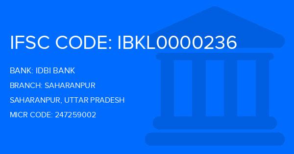 Idbi Bank Saharanpur Branch IFSC Code