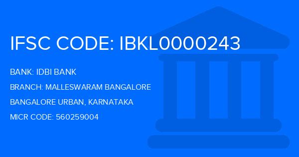 Idbi Bank Malleswaram Bangalore Branch IFSC Code