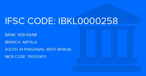 Idbi Bank Amtala Branch IFSC Code
