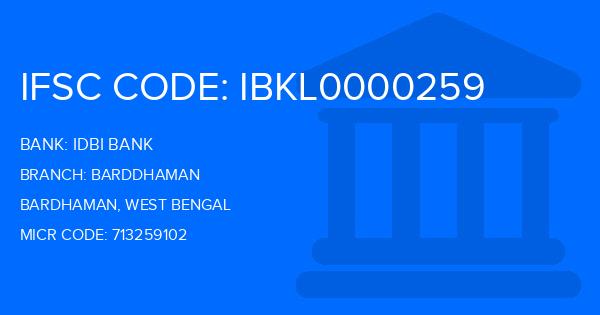 Idbi Bank Barddhaman Branch IFSC Code