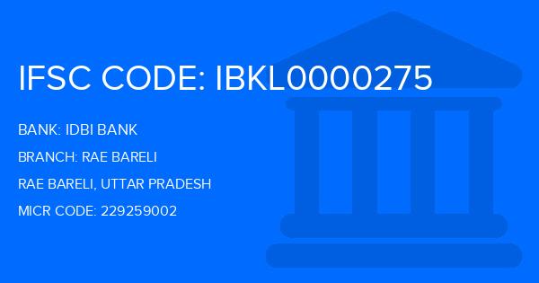Idbi Bank Rae Bareli Branch IFSC Code