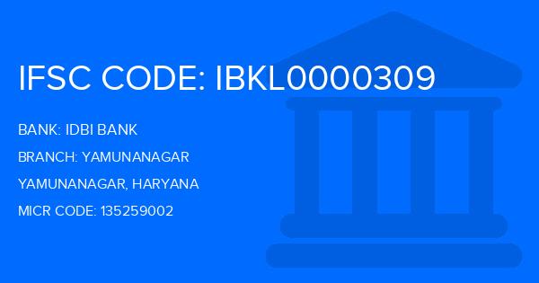 Idbi Bank Yamunanagar Branch IFSC Code