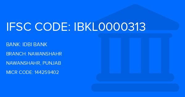 Idbi Bank Nawanshahr Branch IFSC Code