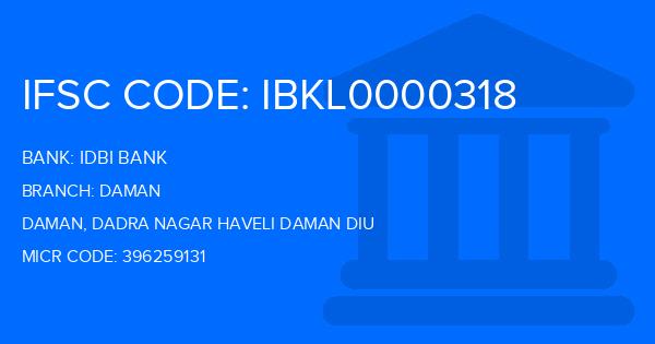 Idbi Bank Daman Branch IFSC Code