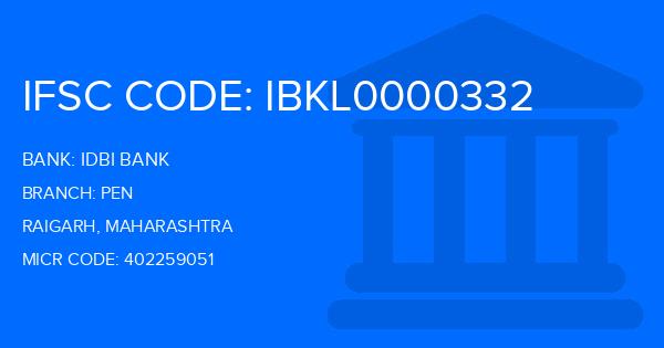 Idbi Bank Pen Branch IFSC Code
