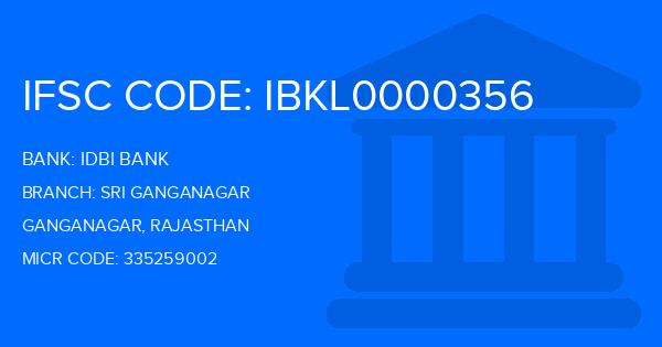 Idbi Bank Sri Ganganagar Branch IFSC Code